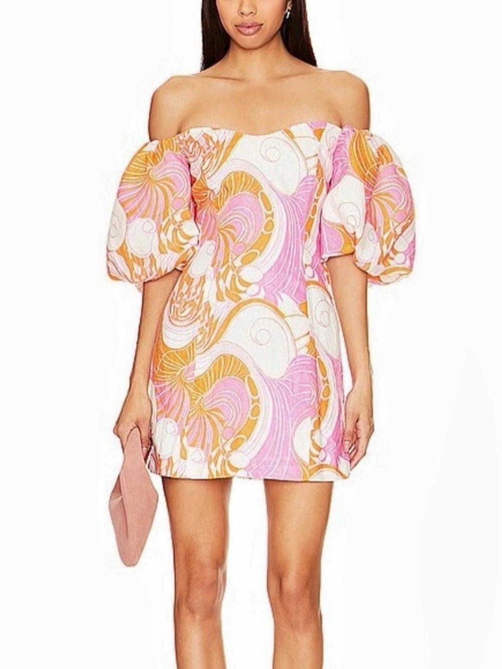 RHODE Dalia Dress Pink Deco Surf Mini Dress Pink Orange Size 6 NWT